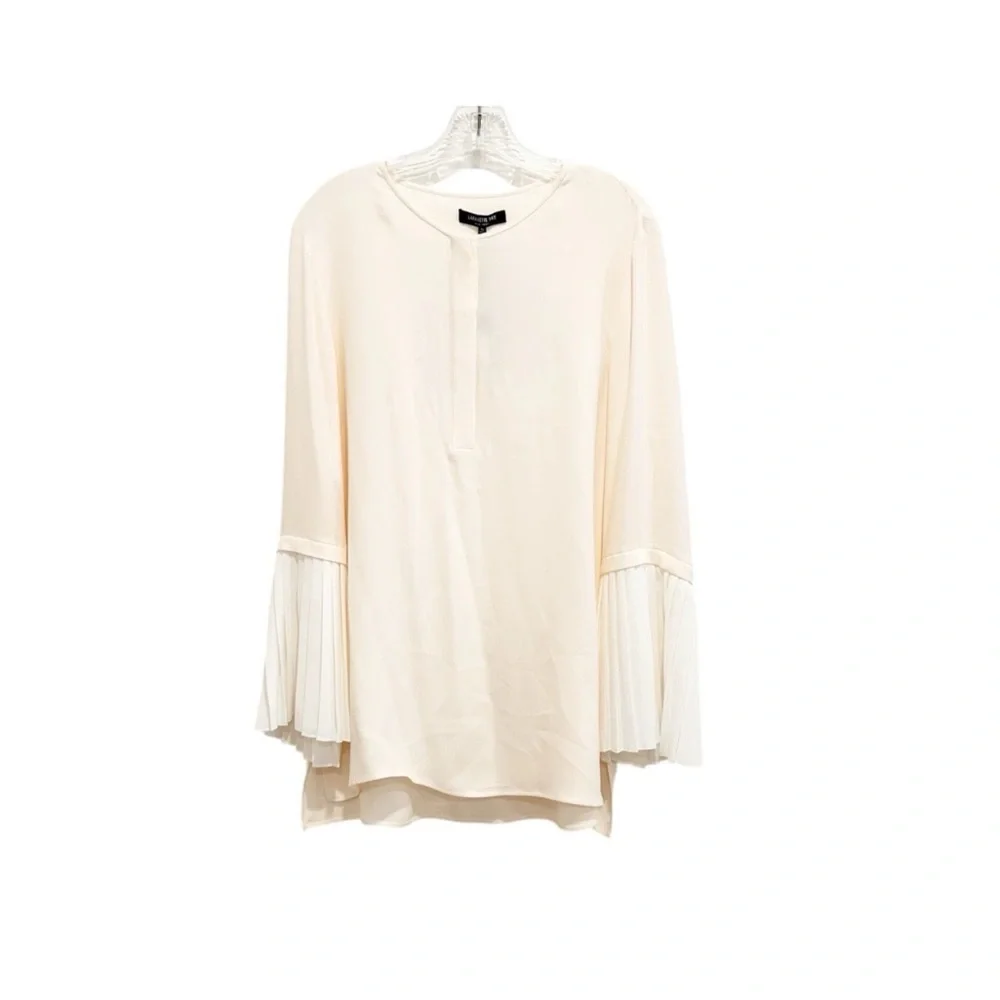 Lafayette 148 New York 100% Silk Pleated Shelia Bell Sleeve Blouse Size XL NWT - Picture 2 of 6